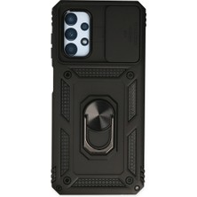 SiHako Galaxy A13 4g Kılıf Pars Lens Yüzüklü Silikon - Siyah