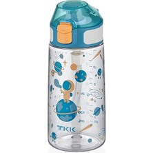 Braventa Collection Tkk 500ML Silikon Pipetli Kilitlenebilir Kapak Desenli Sızdırmaz Su Matarası (Turkuaz)