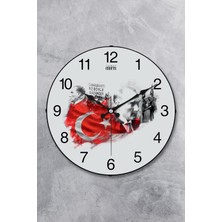 Braventa Collection Atatürk Duvar Saati Akar Saniye Sessiz Mekanizma 36 cm