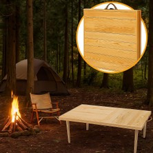 Braventa Collection Katlanır Kamp, Piknik ve Bahçe Masası 50X100 cm - Ham Naturel Renk
