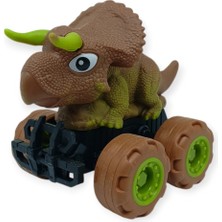 Birlik Sürtmeli Dinazor Arabalar 12 cm - H-20 - Triceraptors -Kahverengi