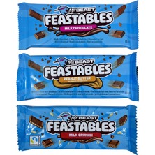 Mr Beast Feastables Peanut Butter - Milk Chocolate - Milk Crunch Sütlü Çikolata 3'lü Tadım Pakedi