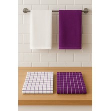 Shadro Textile %100 Pamuk Servis Peçetesi ve Mutfak Havlusu,beslenme Örtüsü 4'lü Set - Lüks ve Şık Tasarım