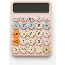 Braventa Collection 12 Haneli Renkli Hesap Makinesi Pinterest Tarzı Yuvarlak Tuşlu Beyaz Masaüstü Hesap Makinesi 4 Fonks
