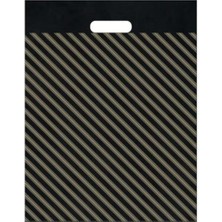 Braventa Collection Naksan Takviyeli Siyah Çizgili Poşet 23X36 cm No:2 50 Adet