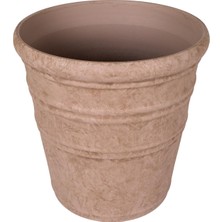 Braventa Collection Herdekora Oval Iç ve Dış Mekan Saksı Vizon Mini Boy 35,5X35,5X34,5 Cm.