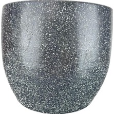 Braventa Collection Bitki Tasarımı Ev Dekorasyon Aksesuar Gri Granit Toprak Saksı Saksılık Salon Çiçeklik - 19 cm