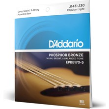 Braventa Collection D'addario EPBB170-5 Akustik Bas Gitar Tel Seti, Long Scale, 45-130, Ph