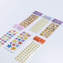 Braventa Collection 6 Adet Kabartmalı Yapışkan Sticker, Karışık Renkli Yıldızlar ve Emojiler