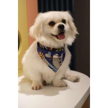 Braventa Collection Patiset Orman Desenli Lacivert Köpek Fuları Bandanası Köpek Kıyafeti Lacivert S
