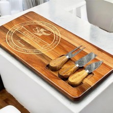 Braventa Collection Yzhome Akasya Peynir Sunum Seti Tabak Kesme Tahtası