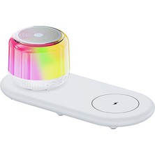 Çeşithane S12 Akıllı Hoparlör Istasyonu - 15W Hızlı Kablosuz Şarjlı, Rgb LED Işıklı, Bt 5.0 Hi-Fi Stereo Bass ve Tws Destekli Taşınabilir Ses Sistemi