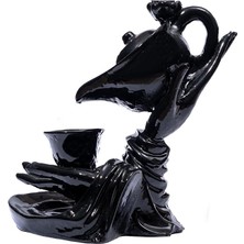 Braventa Collection Geri Akış Tütsülük Sarawasti Heykel – Seramik, Parlak Siyah | 2 Adet Lavanta Konik Tütsü Hediyeli, Y