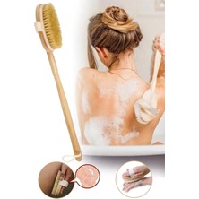 Braventa Collection Ahşap Saplı Doğal At Kılı Selülit Fırçası Peeling Masaj Fırça Banyo Fırçası