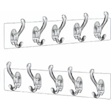 Braventa Collection Şeffaf Duvar Askısı 5'li Iz Bırakmayan Güçlü Yapışkanlı Askı Kapı Arkası Banyo Mutfak Düzenleyici Ka