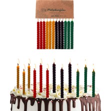 Braventa Collection (12 Adet) Renkli Balmumu Mum Doğal Petek Pasta Parti Mumu Doğum Günü Nişan Kına Gecesi Beeswax Candl