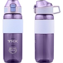 Braventa Collection Tkk 700ML Pipetli Taşıma Kulplu Silikon Gövde Ölçü Skalalı Su Matarası (Mor)