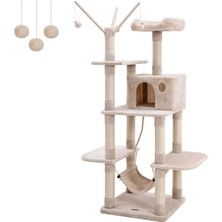 Braventa Collection Feandrea Xxl Tırmanma Ağacı, Hamaklı Sağlam Tırmalama Direği, Mağara, Oyun Sisal, 154 Cm, Duman Gris