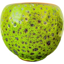 Braventa Collection Ev Dekorasyon Yeşil Şekilli Artistik Çift Sırlı Iç ve Dış Mekan Kullanımlı Toprak Terrakota Saksı Sa