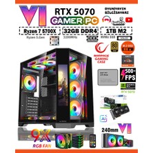 Zeiron Rampage LCD X50 💎 Ryzen 7 5700X 32GB Ram 1tb M.2 Nvme SSD 12GB Gddr7 RTX5070 Sıvı Soğutmalı Premium Oyuncu Masaüstü Bilgisayarı