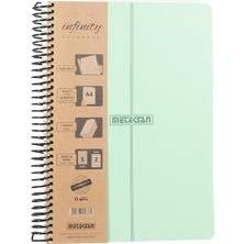 Braventa Collection Serisi, A4, 7 Konulu (5 Kareli, 2 Çizgili) 210 Yaprak Pp Kapaklı Spiralli Defter, Yeşil