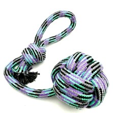 Braventa Collection Tutma Kulplu Diş Ipli Köpek Isırma Topu Oyuncağı 9cm