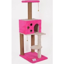 Feyza Design Kare Kedi Evi S09, Merdivenli, Pembe, 124 Cm, Rahat ve Eğlenceli Mekan