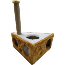 Feyza Design Kedi Tırmalama Evi, Peynir Tasarımı, Kahverengi, 67 Cm, Eğlenceli ve Konforlu