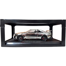 Toysturka 1:24 Metal Model Koleksiyon Araba Nissan Skyline Gt-R R34 Gümüş 19 cm (Döner Ön Tekerler)