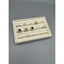 Megass Dekor Tunus Model Süet Kumaş Krem Renk 22/14 cm Sosis Yüzük Tabla Standı