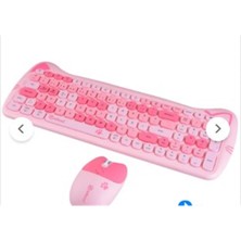 Braventa Collection Ndneed Sevimli Kedi Kablosuz Klavye ve Mouse Seti Bluetooth + 2.4g Dual Mode