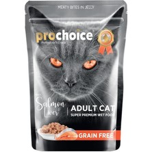 Braventa Collection Prochoice Yetişkin Kediler Için, Tahılsız, Jöle Içinde Somon ve Ciğer Parça Etli Yaş Mama, 85 G x 24