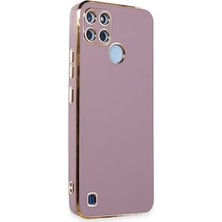 Braventa Collection Realme C25Y Için Kılıf Olive Plated Lila [realme C25Y ile Uyumlu Kılıf - Lila]