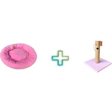 Feyza Design Renkli Tırmalama Tahtası ve Polar Simit Kedi Yatağı Seti