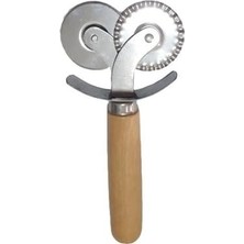 Braventa Collection Paslanmaz Çelik Çift Başlı Ahşap Saplı Pizza ve Hamur Kesici