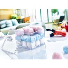 Braventa Collection Şeffaf Kare Pamuk ve Kulak Çubuğu Organizeri, Pamukluk ve