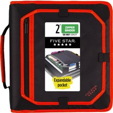 Braventa Collection Five 2 Inç Fermuarlı Bağlayıcı, 3 Halkalı Bağlayıcı, Genişletme Paneli, Dayanıklı, Kırmızı/siyah (29