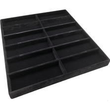 Megass Dekor Havana Model Süet Kumaş Siyah Renk 38/36 cm Bölmeli Gözlük Stand Kutusu
