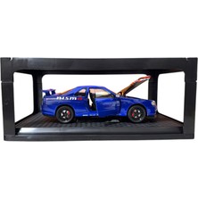 Toysturka 1:24 Metal Model Koleksiyon Araba Nissan Skyline Gt-R R34 Mavi Nısmo 19 cm (Döner Ön Tekerler)