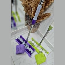 Braventa Collection Yer Fayans Duvar Yüzey Temizlik Mikrofiber Mandallı Mop, Teleskopik Saplı Istediğin Bezi Tak Kullan