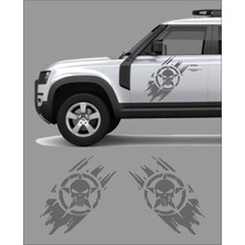 Sticker Dizayn Kurukafa Punisher Sticker (2 Adet ) - Araba Oto Cam Motosiklet Karavan Sticker - 4x4 Offroad Kamp Adventure Sticker - 00100