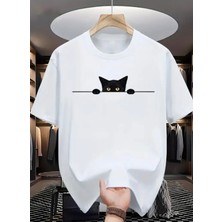 Punix Kids Punıx Kids Özel Seri Minik Siyah Kedicik Baskılı %100 Pamuk Ultra Rahat Yeni Sezon Kız Çocuk T-Shırt