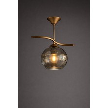 Kuzenler Modern Kahverengi Kasa Tekli Füme Camlı Avize