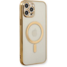 Pazarcan Iphone 12 Kılıf Magneticsafe Lazer Silikon - Gold