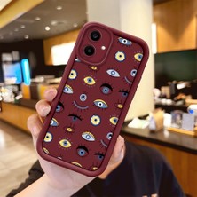 Ucuc Samsung Galaxy A06 5g Uyumlu Bordo Silikon Kılıf Nazar Boncuğu Desenli Darbeye Dayanıklı Lens Koruma