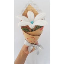 Badem Hediyecilik El Yapımı Zambak Şönil Çiçek Buket – Dekoratif, Solmayan, Hediye Için Ideal