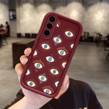 Ucuc Samsung Galaxy A56/A36 Uyumlu Bordo Silikon Kılıf Nazar Boncuğu Desenli Darbeye Dayanıklı Lens Koruma