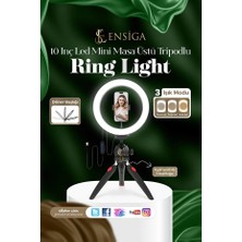Ensiga Ring Light LED 10 Inç Masa Üstü Işık Mini Masa Tripodlu Video Stüdyo Makyaj Işığı