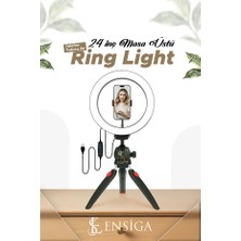 Ensiga Ring Light LED 10 Inç Masa Üstü Işık Mini Masa Tripodlu Video Stüdyo Makyaj Işığı