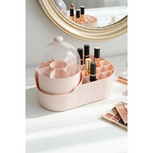 Fesya Home Mira 21 Bölmeli 360 Derece Dönebilen Makyaj Organizeri Pembe – Kapaklı Kozmetik Düzenleme Kutusu